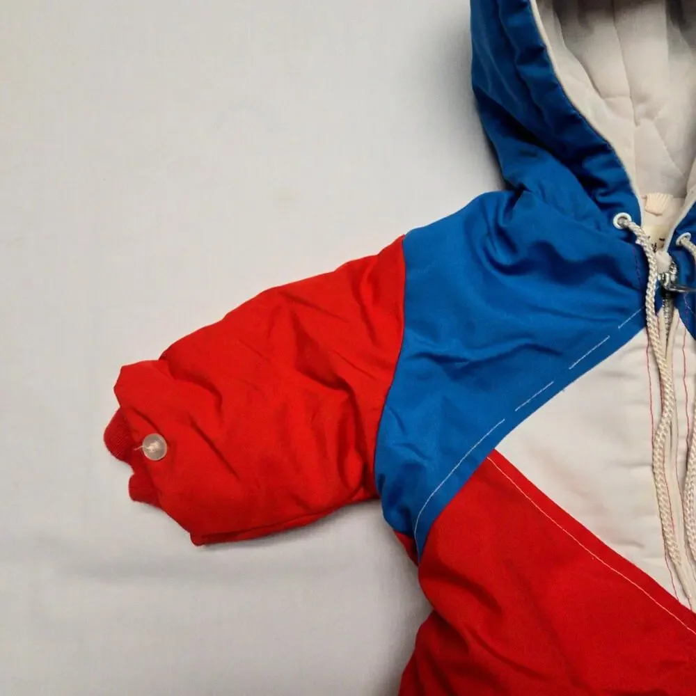 Vintage Weather Tamer Red Blue Hooded Snowsuit Toddler Made in USA Kids 24 Month